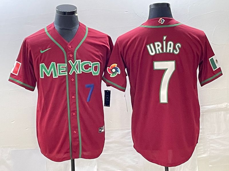 Men 2023 World Cub Mexico #7 Urias Red white Nike MLB Jersey5->more jerseys->MLB Jersey